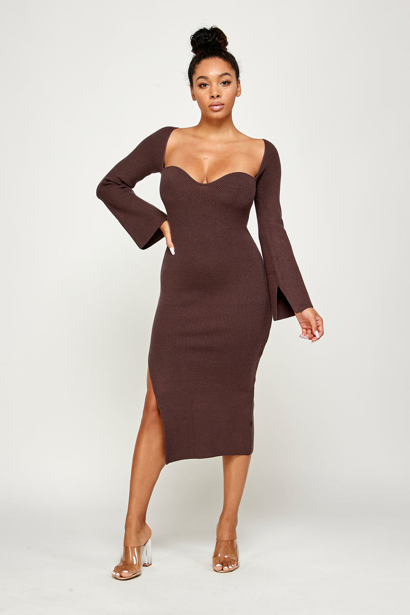 Bare Neck Knit Midi Dress – stylevava.com